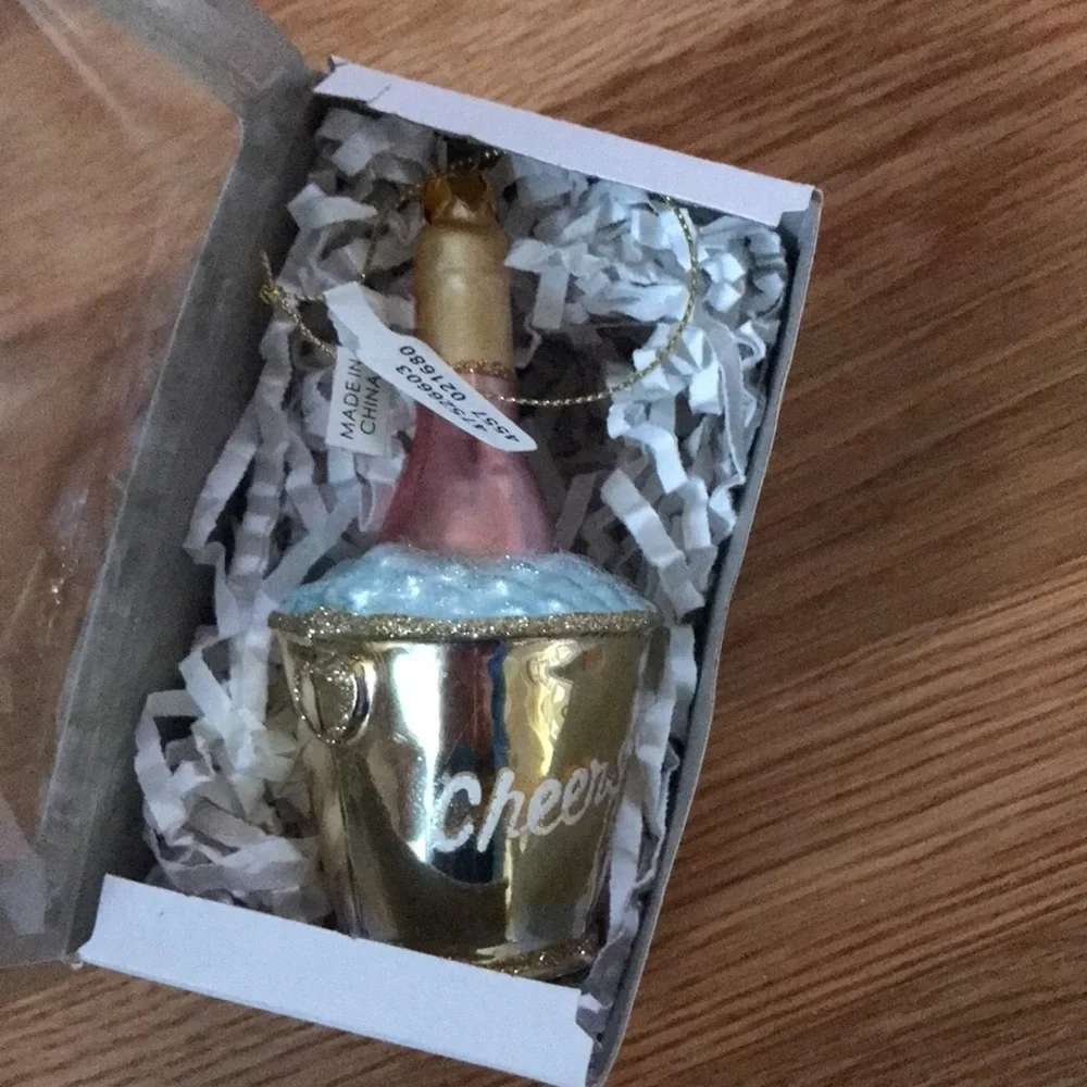 NWT Anthropologie CHEERS Champagne Bucket Ornament Christmas